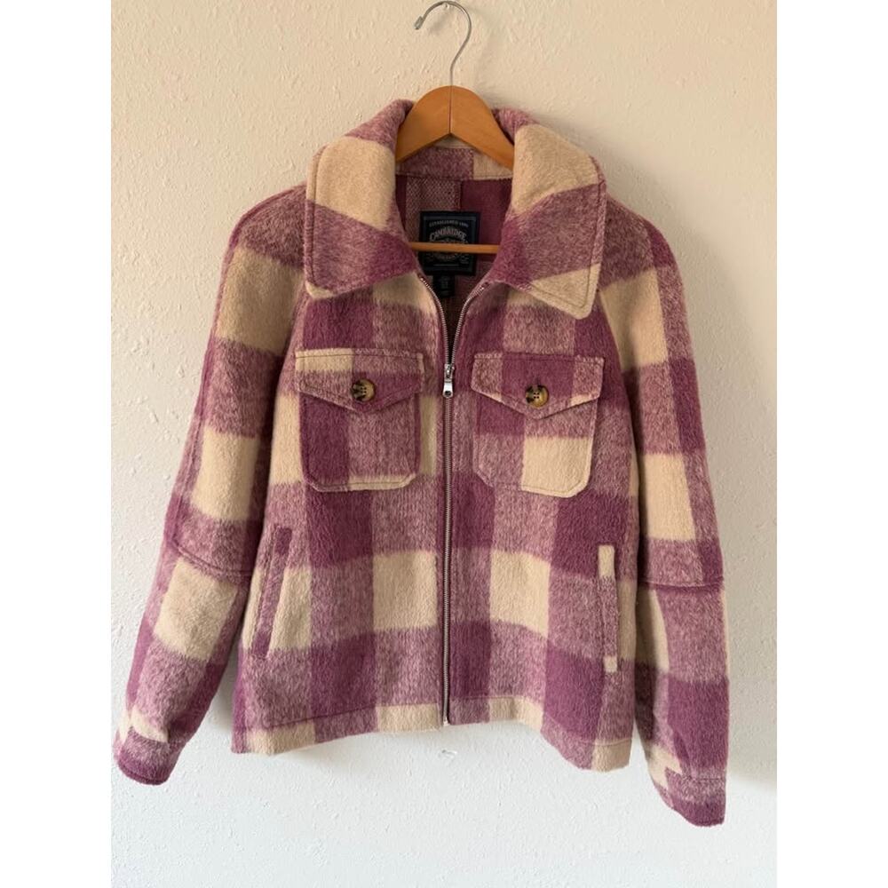 Cambridge Dry Goods Pink & Cream Plaid Shacket Size Medium